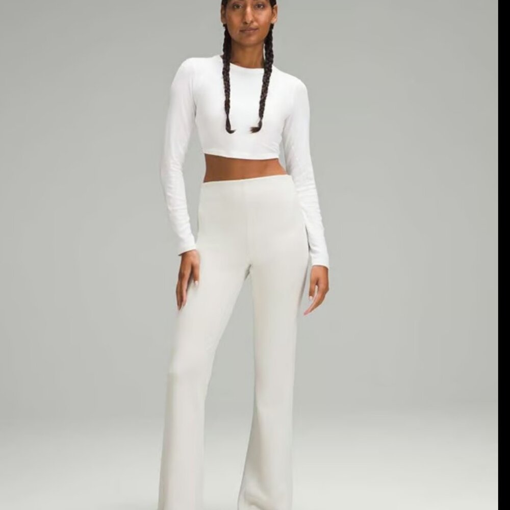 Lululemon Brushed Softstreme Ribbed Zip Flared Pant 32.5" Bone Size 10